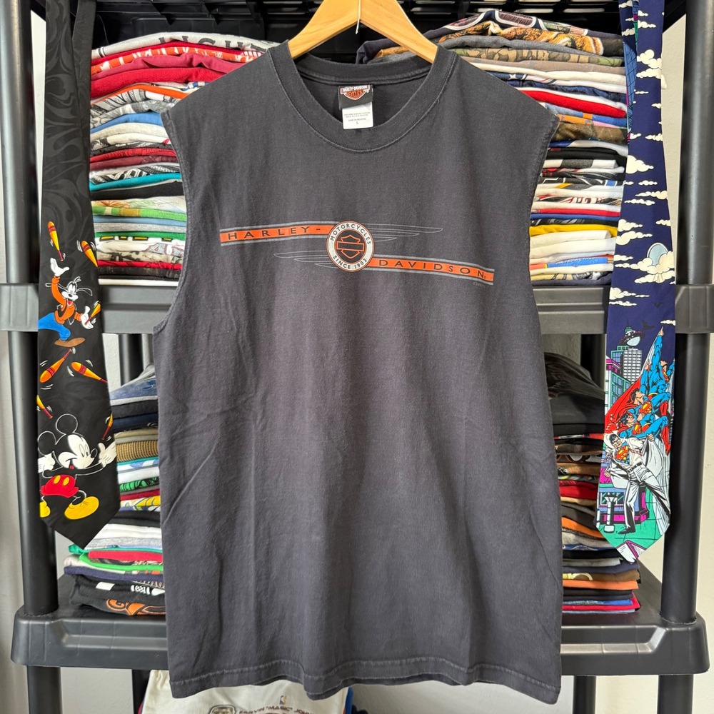 2000s Black Mile High Harley Davidson Sleeveless Graphic T Shirt Large